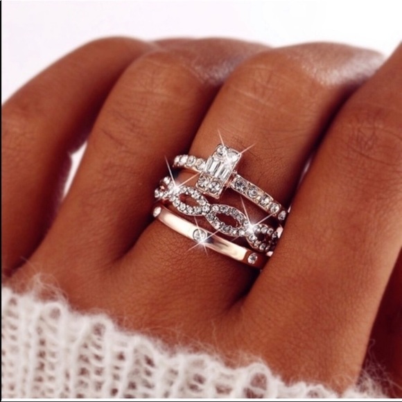Jewelry - (SALE)!Gorgeous Set of 3 Rose Gold Stacking Rings